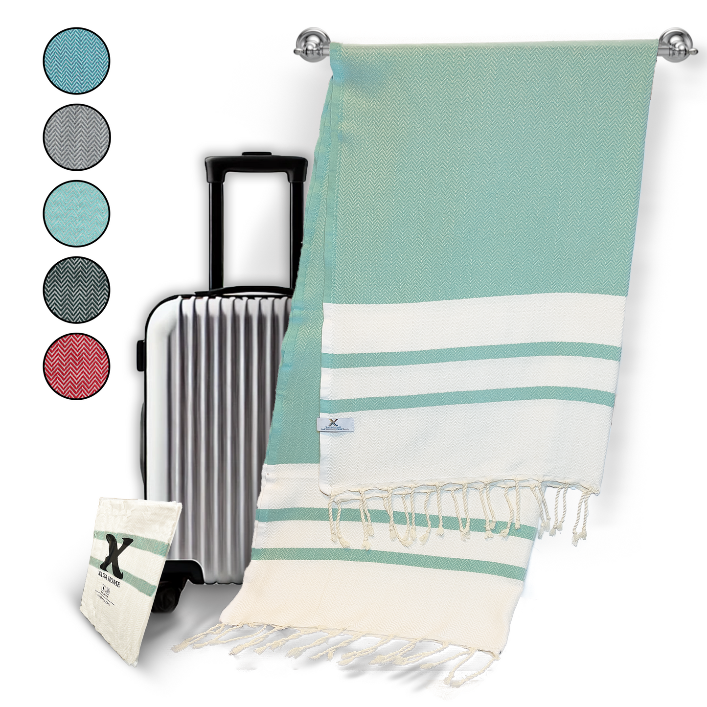 Mint Green Turkish Cotton Towel – Quick Dry, Lightweight & Compact for Travel, Beach, Bath & More (39" x 71")