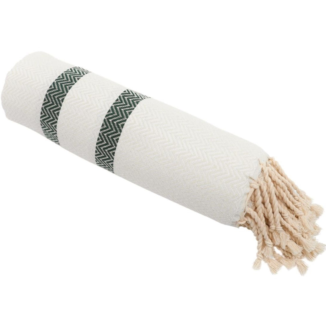 Pine Green Chevron Turkish Cotton Towel β Soft, Quick-Dry, Versatile & Eco-Friendly
