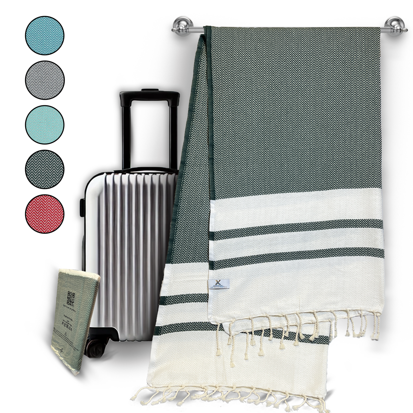 Pine Green Chevron Turkish Cotton Towel β Soft, Quick-Dry, Versatile & Eco-Friendly