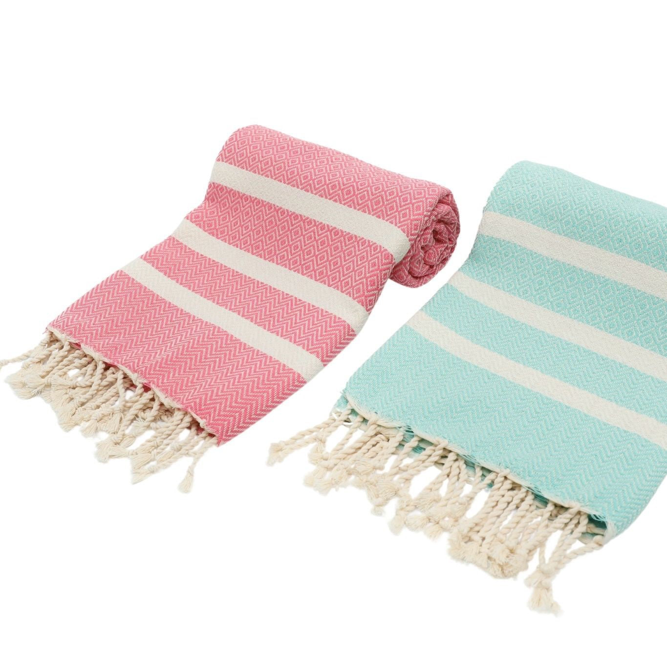 Exclusive Diavron 2-Pack Cotton Towels – Mint Green & Candy Pink | Quick-Dry, Lightweight & Stylish for Travel, Beach, Bath & More (39" x 71")