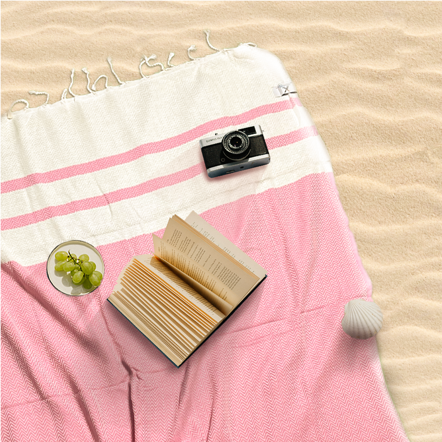 2-Pack Cotton Turkish Towels – Caramel Beige & Gold Yellow | Lightweight, Quick-Dry, Oversized Chevron Peshtemals