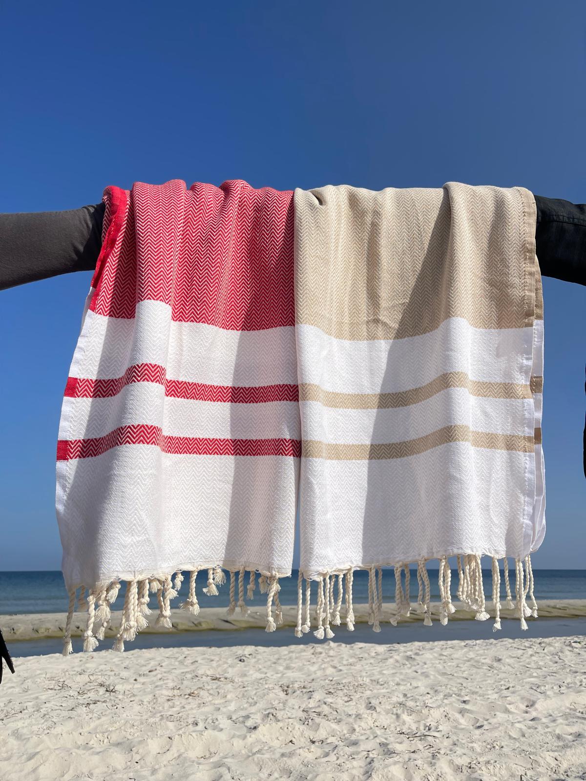 Quick-Dry Cotton Towel – Bright Red – Lightweight, Absorbent & sand free
