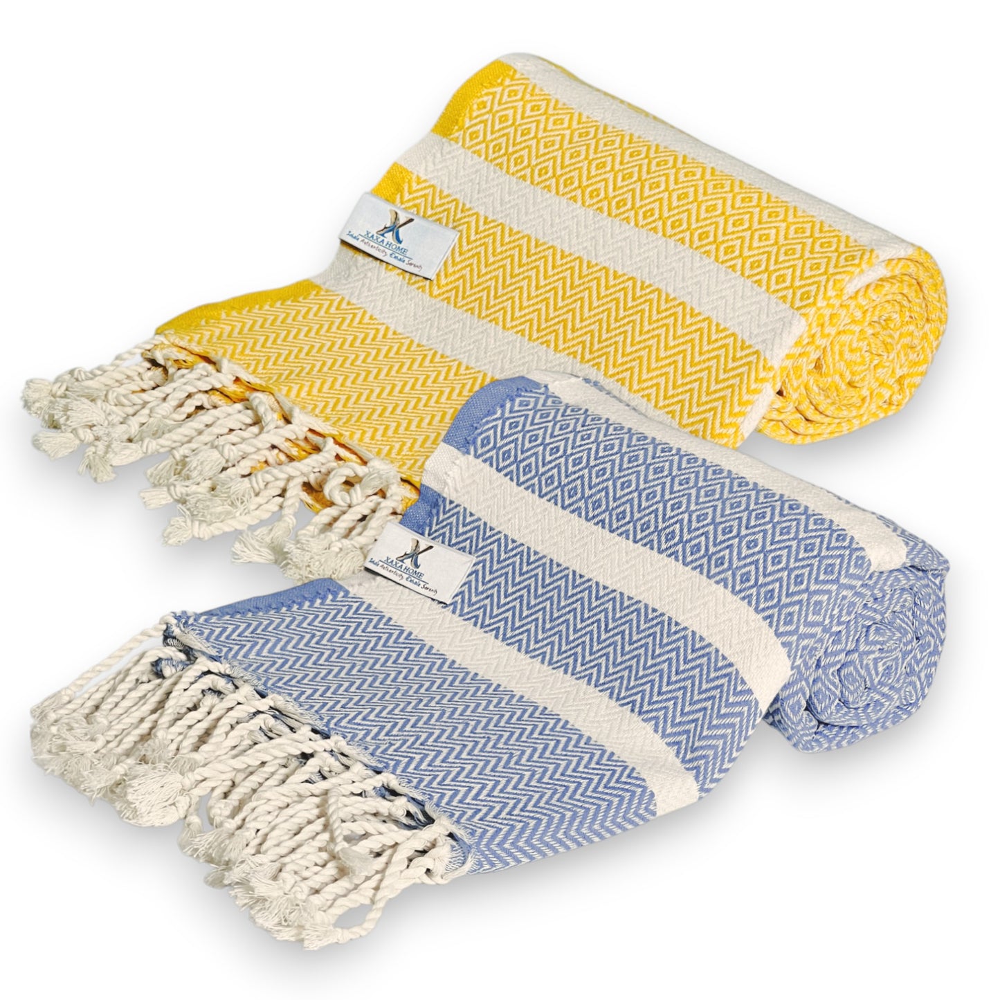 Gold Yellow & Turquoise Blue Diavron Towel Set – Luxurious Cotton, Quick Dry & Lightweight for Travel, Beach & Home