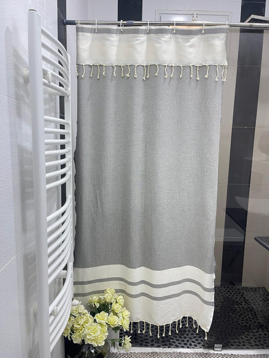 Silver Gray Cotton Stall Shower Curtain – Modern, Versatile & Quick-Dry (39" x 71")