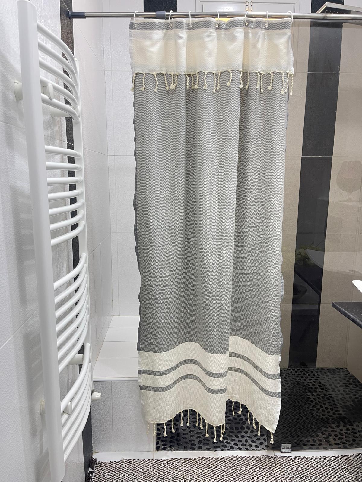 Silver Gray Cotton Stall Shower Curtain – Modern, Versatile & Quick-Dry (39" x 71")