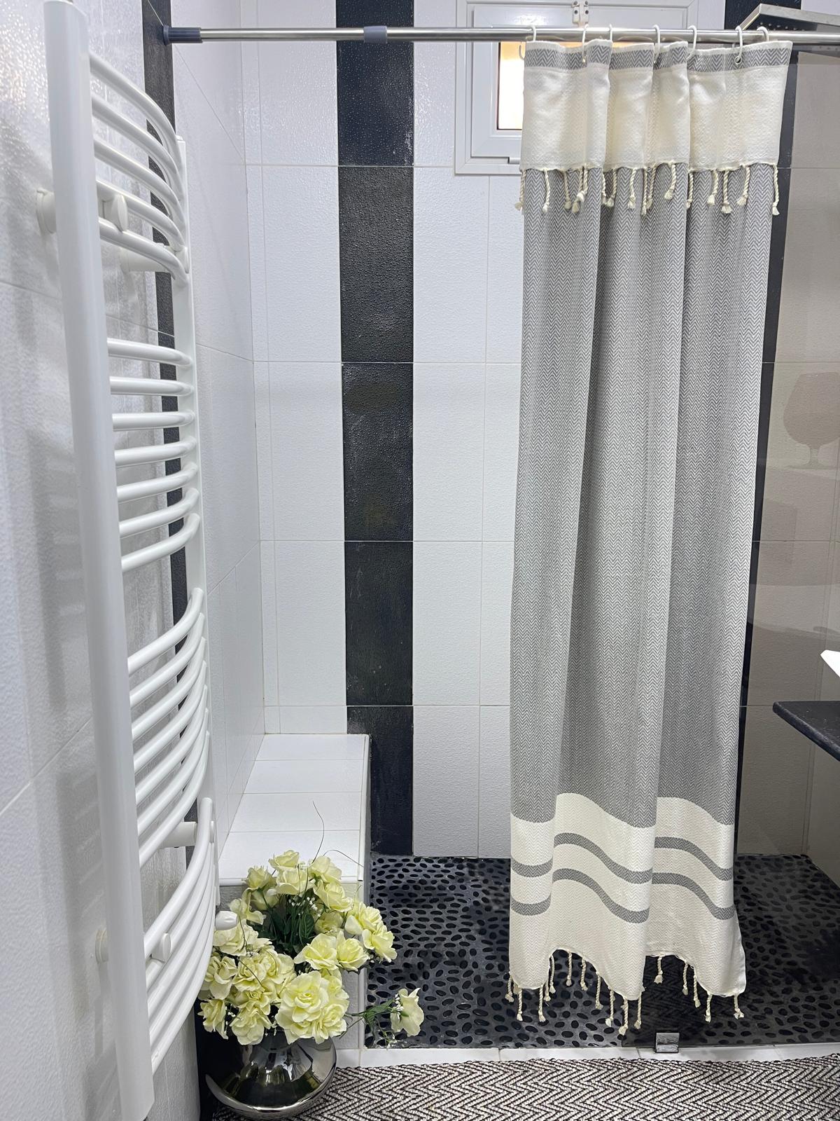 Silver Gray Cotton Stall Shower Curtain – Modern, Versatile & Quick-Dry (39" x 71")