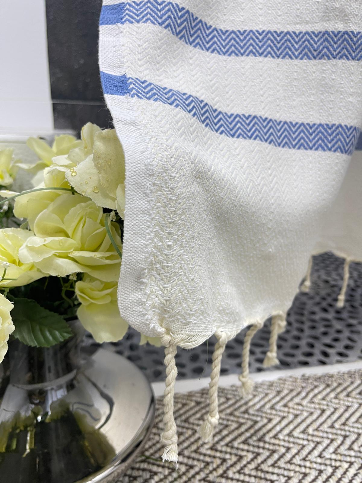 Sky Blue Cotton Stall Shower Curtain – Light, Airy & Quick-Drying (39" x 71")