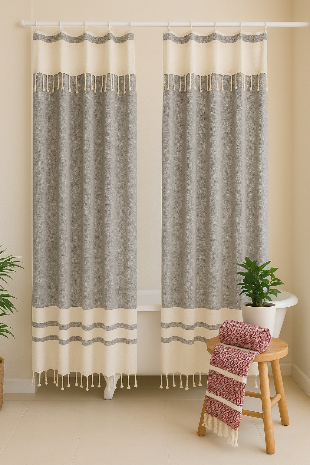 How to Style Your Bathroom with a Boho Farmhouse Cotton Shower Curtain