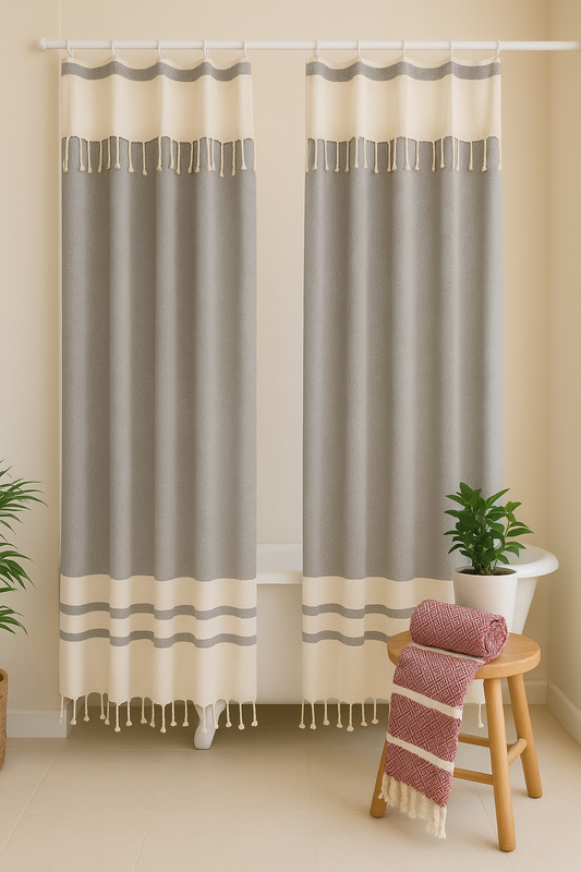 How to Style Your Bathroom with a Boho Farmhouse Cotton Shower Curtain