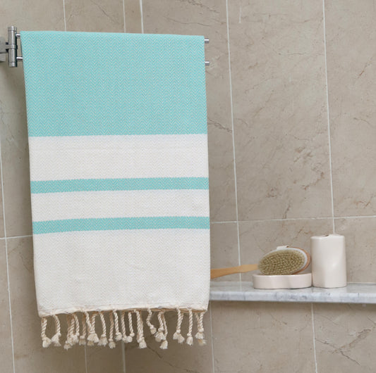 Mint Green Turkish Cotton Towel – Quick Dry, Lightweight & Compact for Travel, Beach, Bath & More (39" x 71")