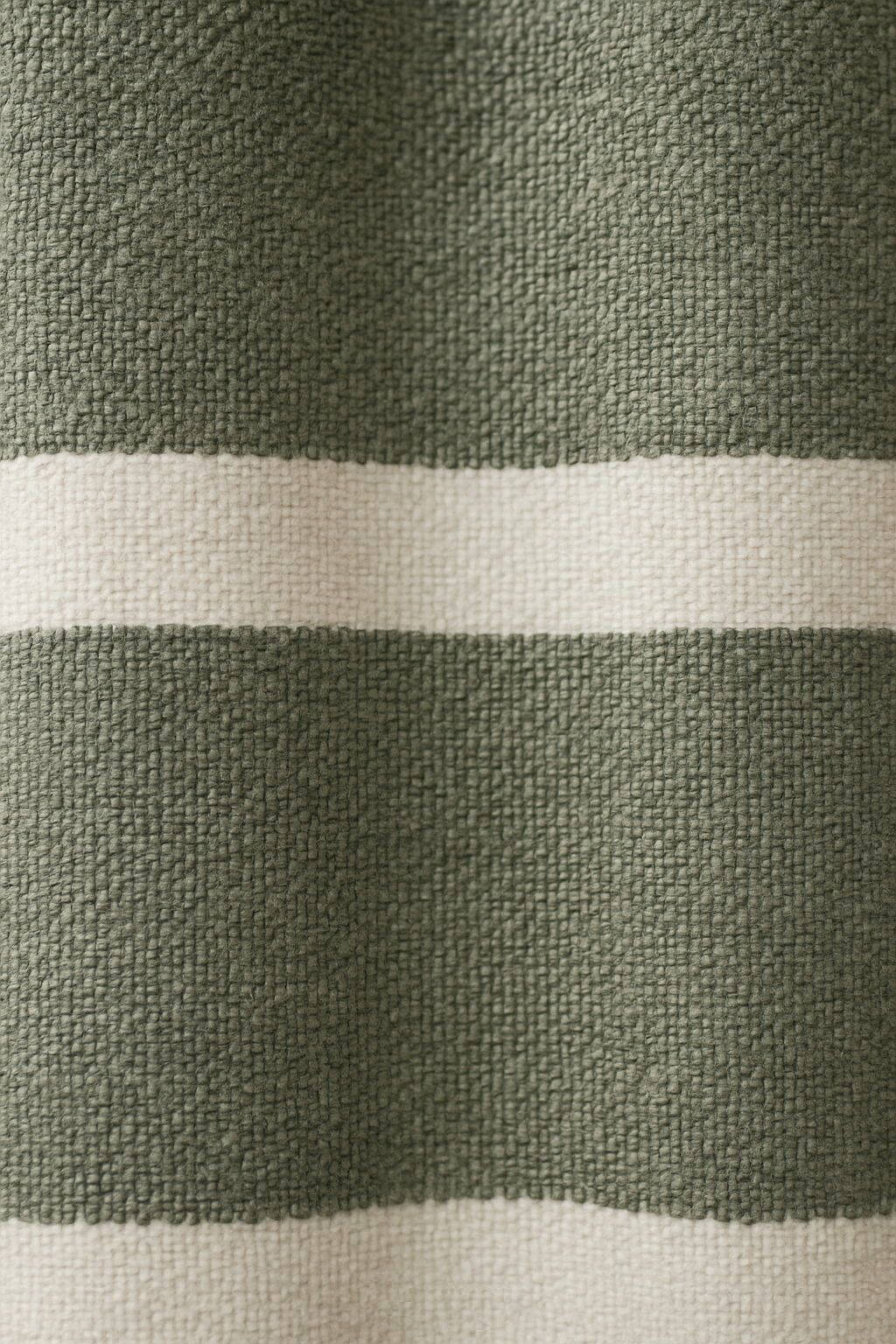 Khaki Green Cotton Shower Curtain with Tassels – 79" x 71" – Boho & Farmhouse Style – Quick Dry, Multi-Purpose, Free Hooks