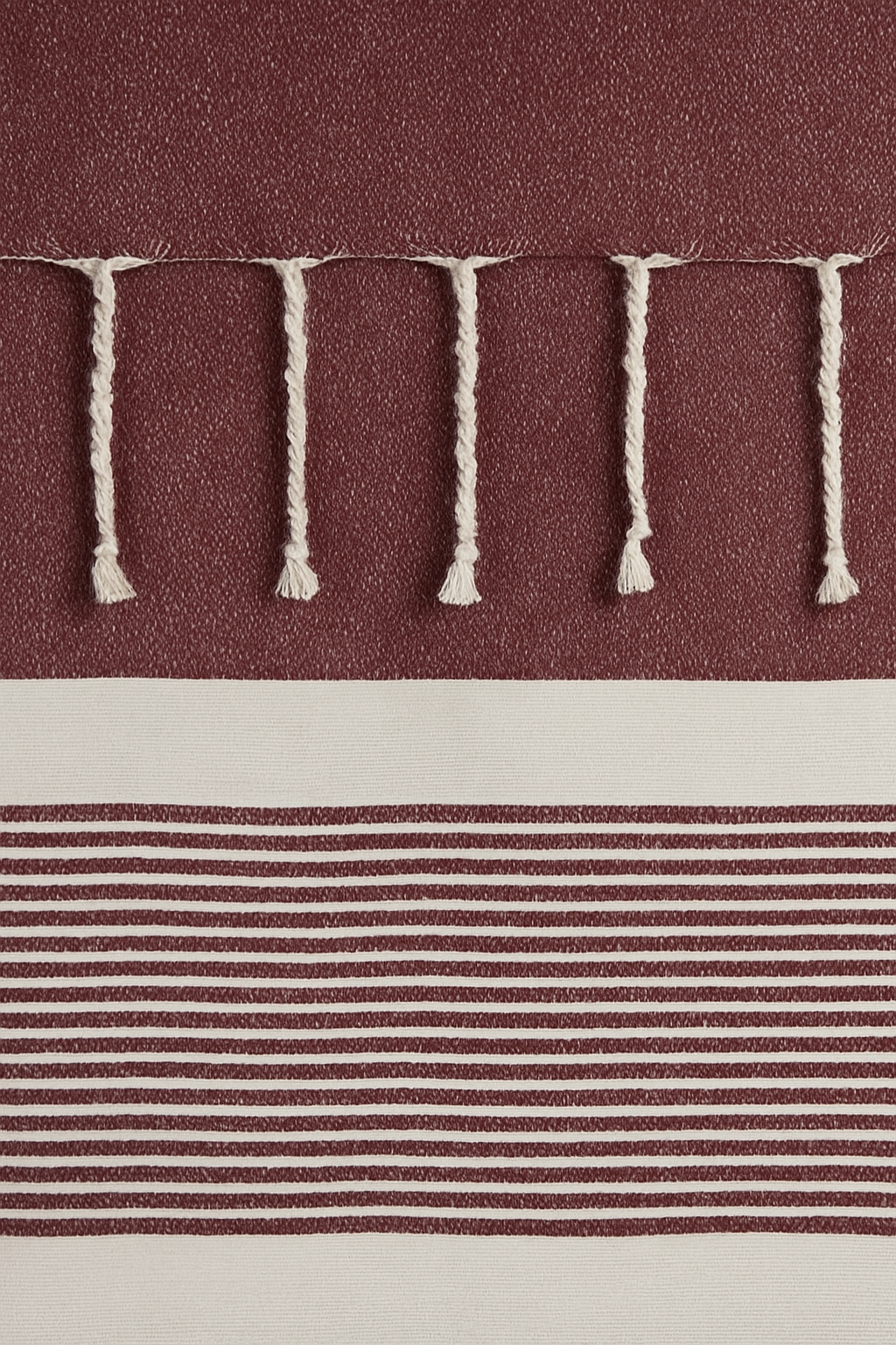 Red Violet Cotton Shower Curtain with Tassels – 79" x 71" – Boho & Farmhouse Style – Quick Dry, Multi-Purpose, Free Hooks