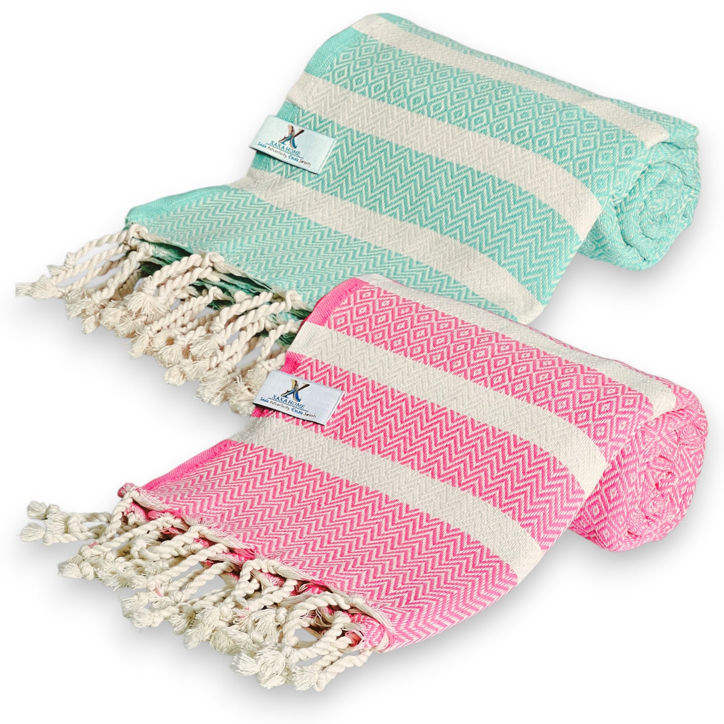 Exclusive Diavron 2-Pack Cotton Towels – Mint Green & Candy Pink | Quick-Dry, Lightweight & Stylish for Travel, Beach, Bath & More (39" x 71")